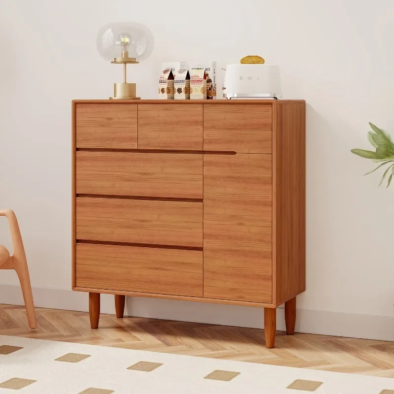 

Solid wood chest, cherry wood color home storage cabinet, bedroom drawer, locker, living room side cabinet, simple chest cabinet