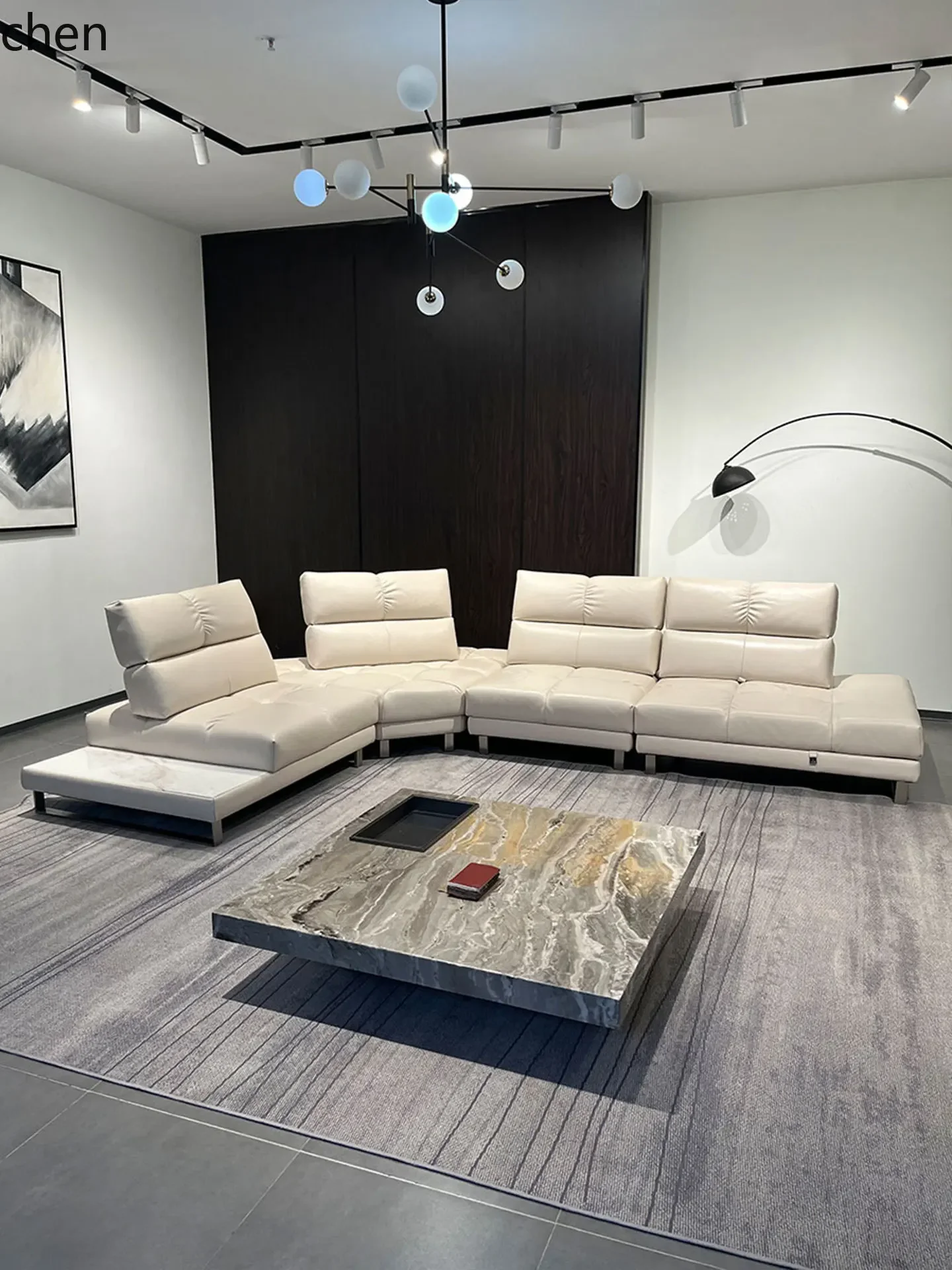 PYH High-End Full Genuine Leather Sofa Wide Deep Seat Movable Backrest Large Apartment Villa Roman Sofa
