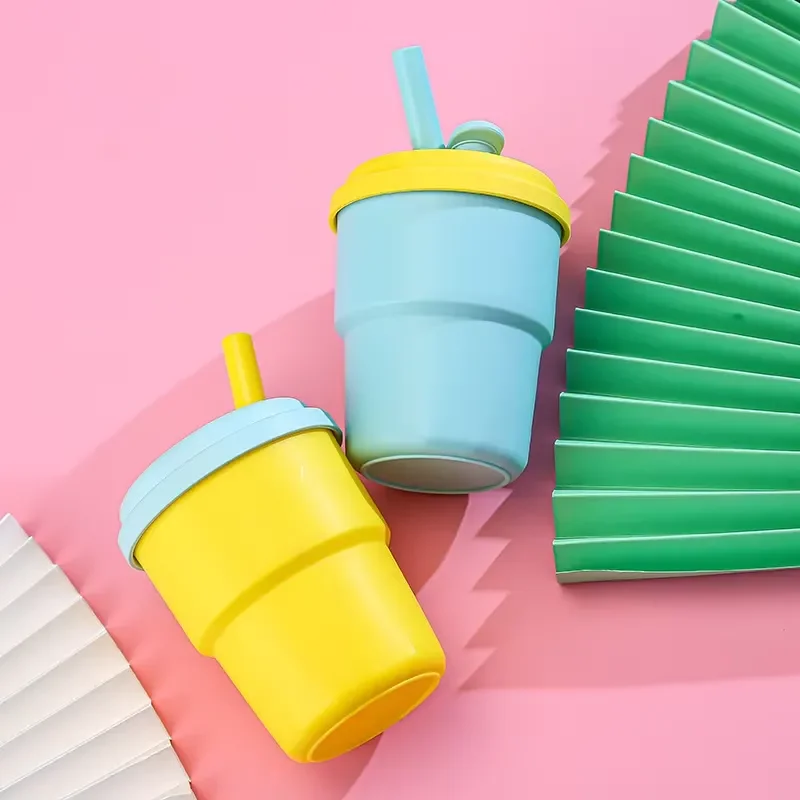 New All Plastic Direct Drinking Cup Portable Sealed Creative Fashion Cartoon Design Water Cup ins Fashion Gift Logo Student