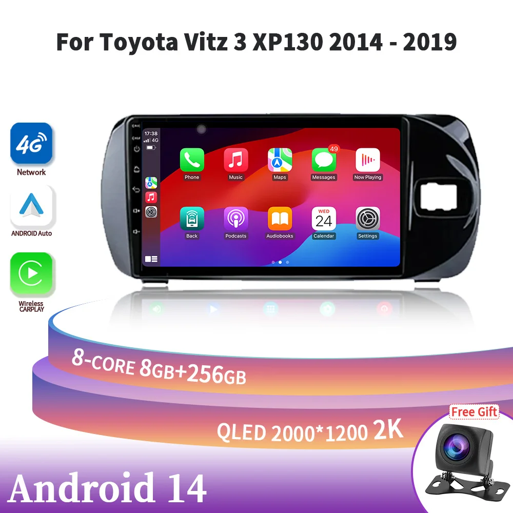 

Android 14 Car Radio Multimedia Navigation For Toyota Vitz 3 XP130 2014-2019 Player 4G GPS Screen Wireless Carplay Stereo 2DIN