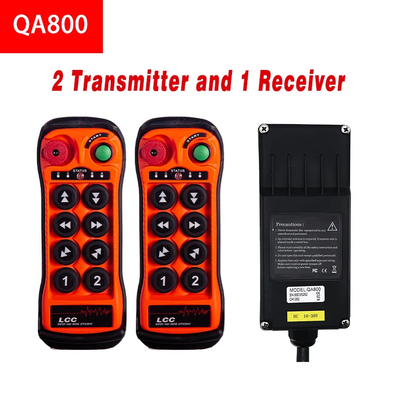 

QA800 AC/DC 10-24V 36-480V Radio Control Crane Lift Transmitter Receiver Wireless Industrial Remote Controller Switch Hoist