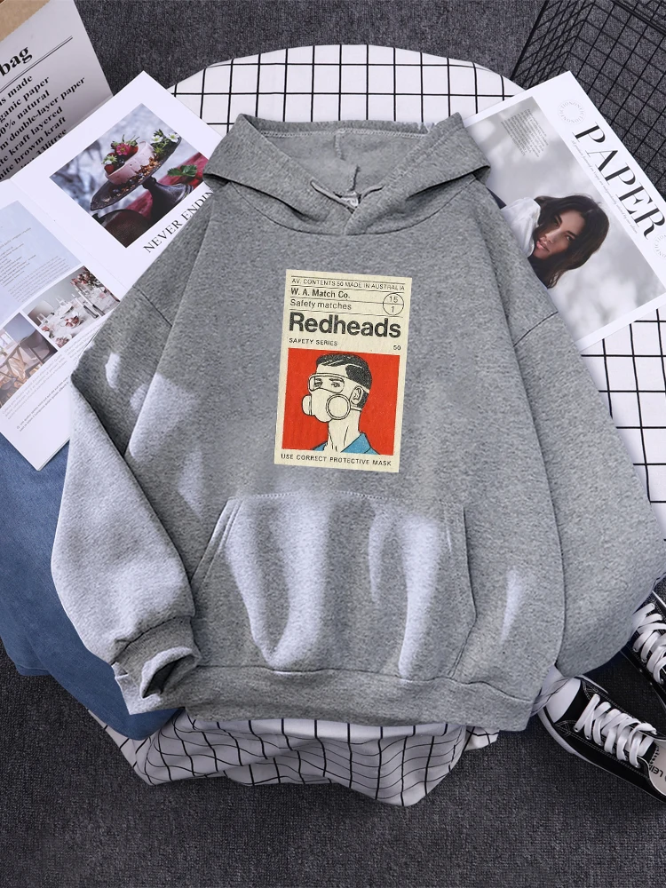 Redheads Matchbox Art A Men Use Correct Projective Mask Women Hoodies School Warm Sweats Basic Simple Pullover Street Soft Top