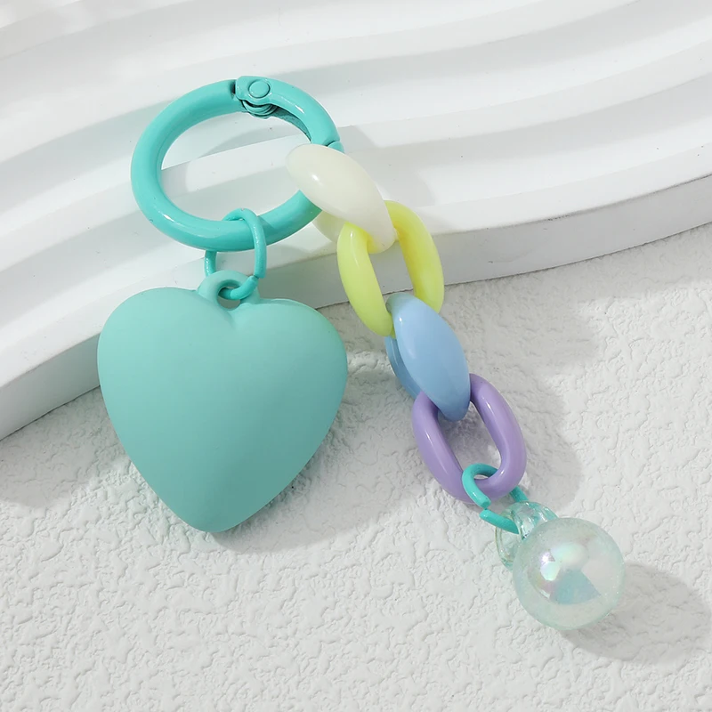 Handmade Heart Keychains Lovely Acrylic Love Plastic Link Key Rings For Women Men Friendship Gift Handbag Decoration Jewelry