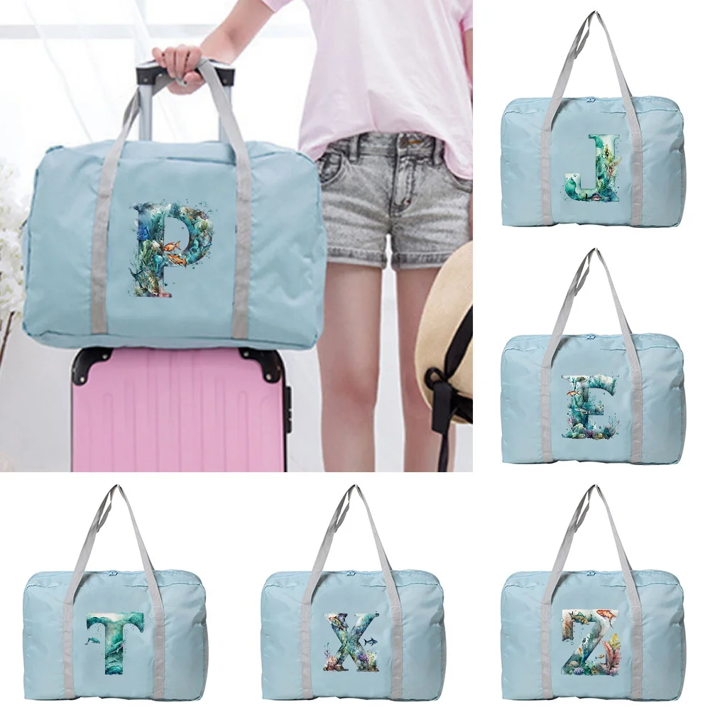 

Female Bags Travel Bag Laggage Handbags Large Capacity Foldable Travel Suitcase Organizer WaterProof Fish Series Fashion