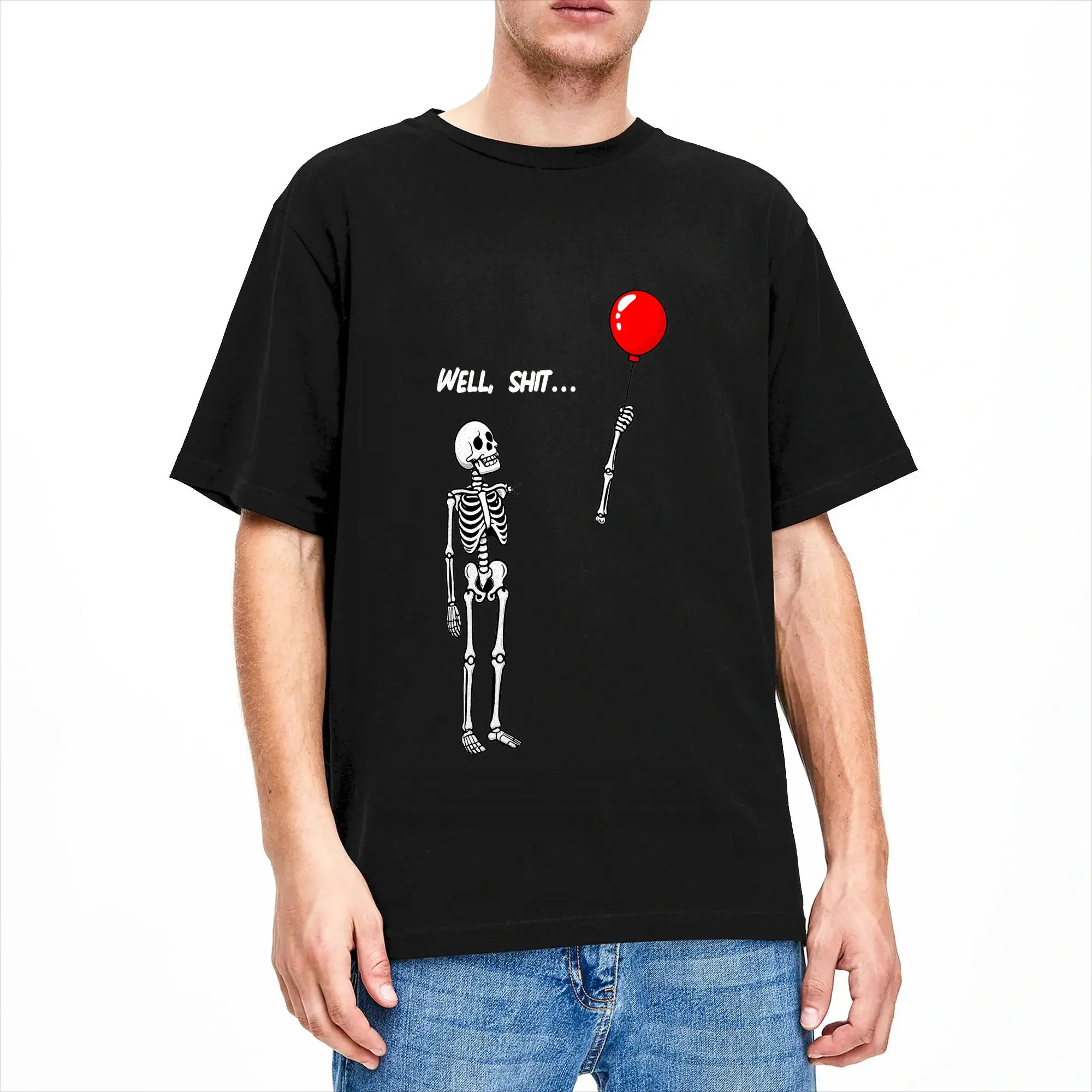Skeleton Lost Balloon Funny Dark Humor Sarcastic Quote Art  Men T Shirts  Humorous Tee Shirt Short Sleeve Round Neck T-Shirt