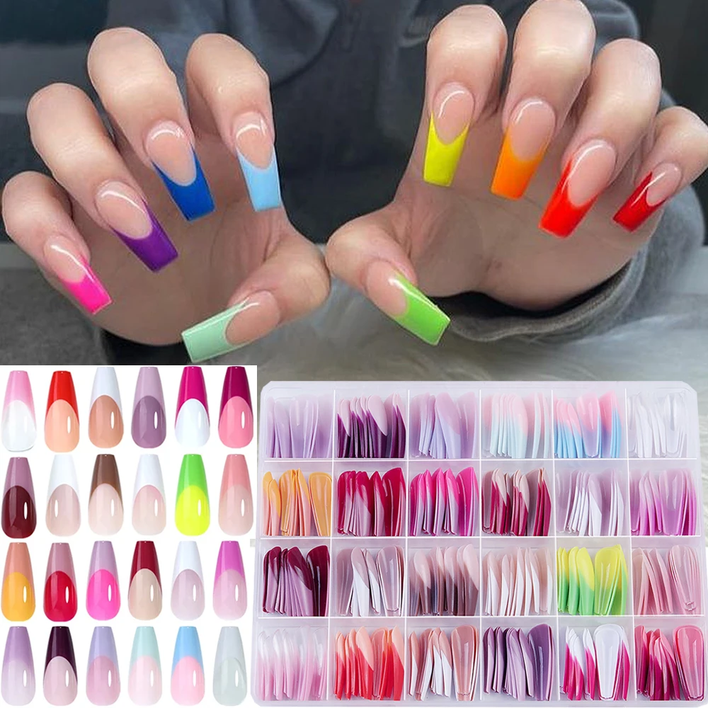 24-unidades-de-unhas-posticas-coloridas-francesas-longas-formato-caixao-para-o-verao-tamanhos-variados-cobertura-total-reutilizaveis-estilo-bailarina-diy