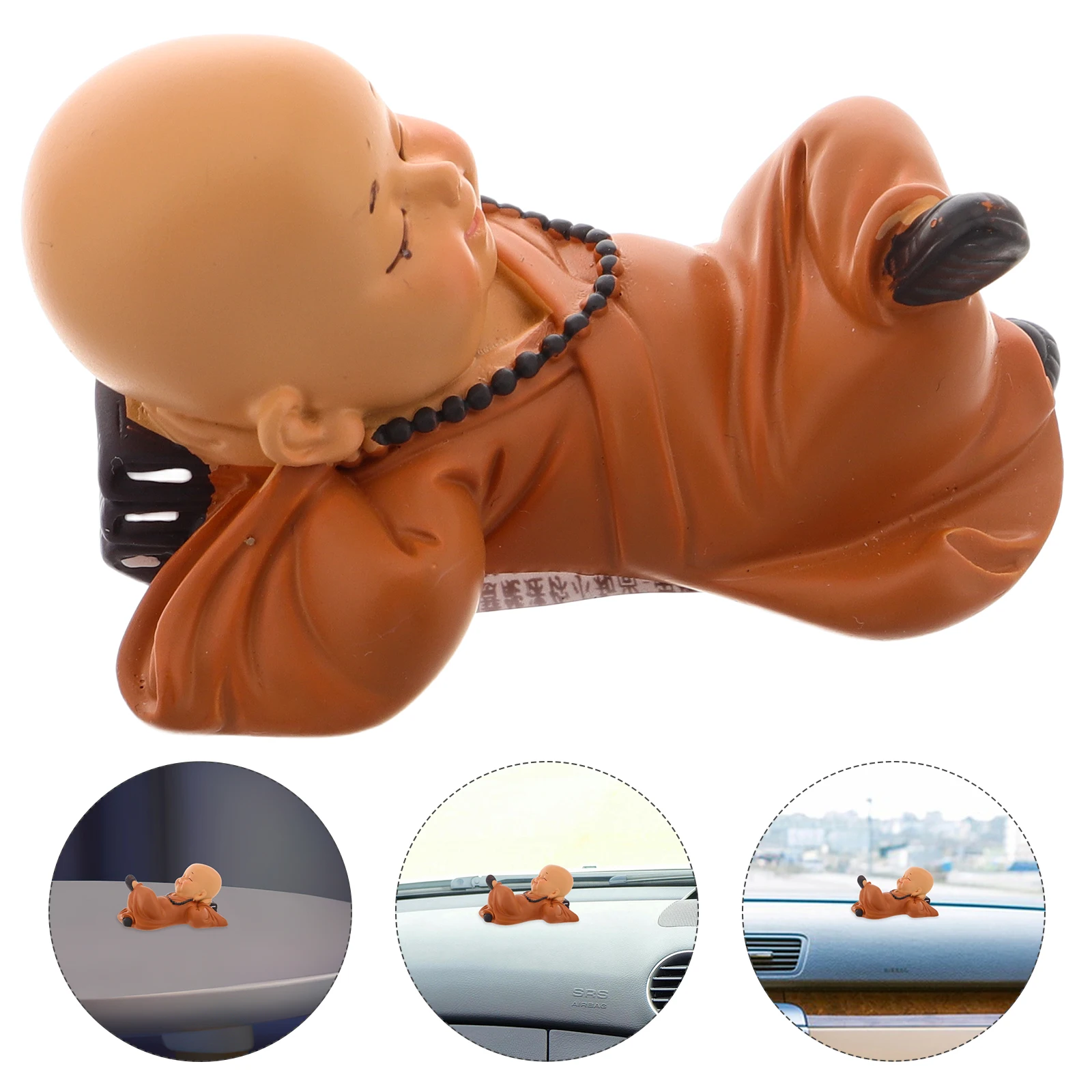 

Resin Buddha Monk Car Dashboard Ornament Vehicles Interior Lovely Statue Home Office Bonsai Decoration Small Adorable Desktop