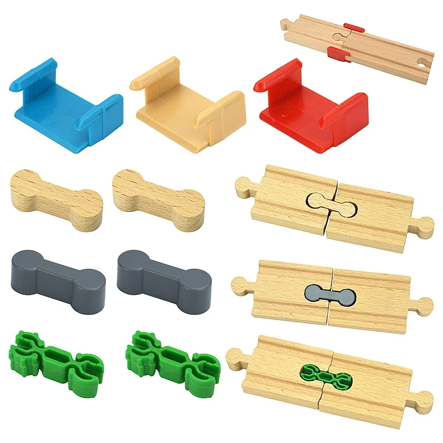 Houten spoorweg connect Fixer Treinspoorset Accessoires Connector Speelgoedhouder Fit Biro Educatief houten spoorspeelgoed