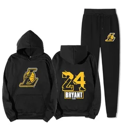 2024 Fall men's hoodie tracksuit NBA Lakers appearance uniform No. 24 Kobe Bryant hoodie suit casual