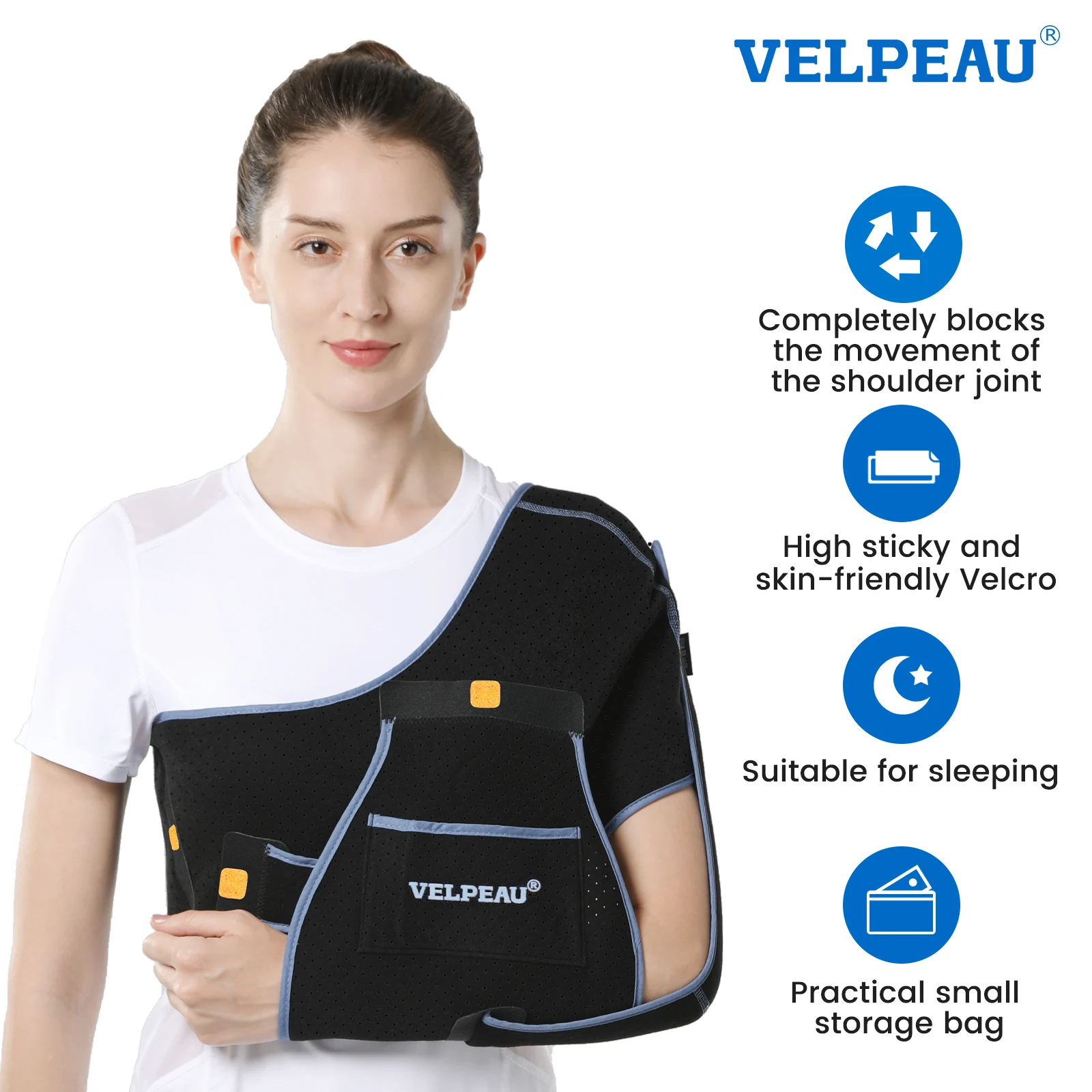 

VELPEAU Shoulder Sling Adjustable for Rotator Cuff Break, Elbow Injury, Fracture and Rheumatic, Arm Sling for Women and Men