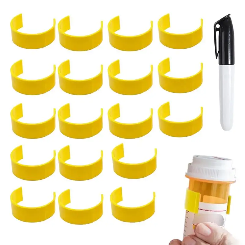 Pill Bottle Clip Set 18PCS Bottle Clamp Bottle Label Clips Easy Medication Identification Mark Clips For 3cm/4cm/5cm Bottle