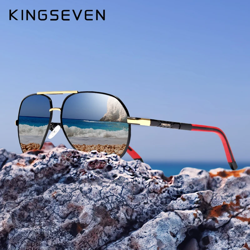 

KINGSEVEN Aluminum Magnesium Men's Sunglasses Polarized Men Coating Mirror Glasses oculos Male Eyewear Accessories For Men K725