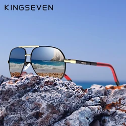 KINGSEVEN di Alluminio E Magnesio Occhiali Da Sole Polarizzati Degli Uomini del Rivestimento degli uomini Vetri A Specchio oculos Maschio Occhiali Accessori Per Gli Uomini K725