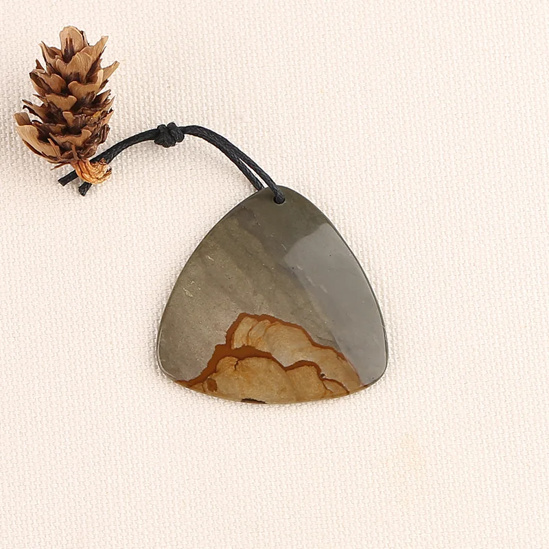 Natural Biggs Picture Jasper Triangle Pendant – Unique Patterned Gemstone for Jewelry Making or Collection
