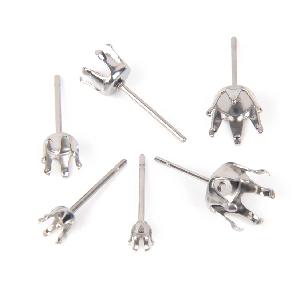 30 Stück Edelstahl-Ohrringstifte, 3mm-8mm, mit Becherfassung, für DIY-Schmuckherstellung – Detail 3