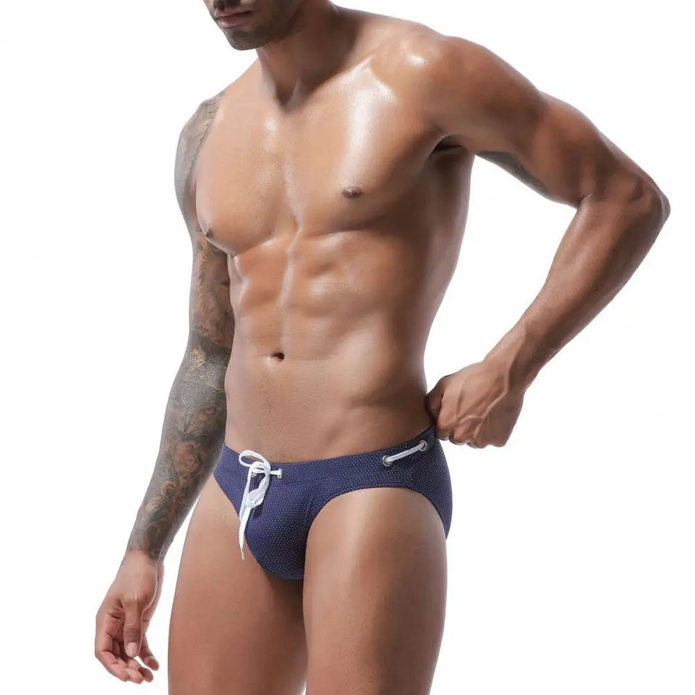 Men Swimming Trunks Men's Quick Drying Low-rise Swimming Briefs with Adjustable Waistline Summer Swim Trunks for Beach Pool image 2