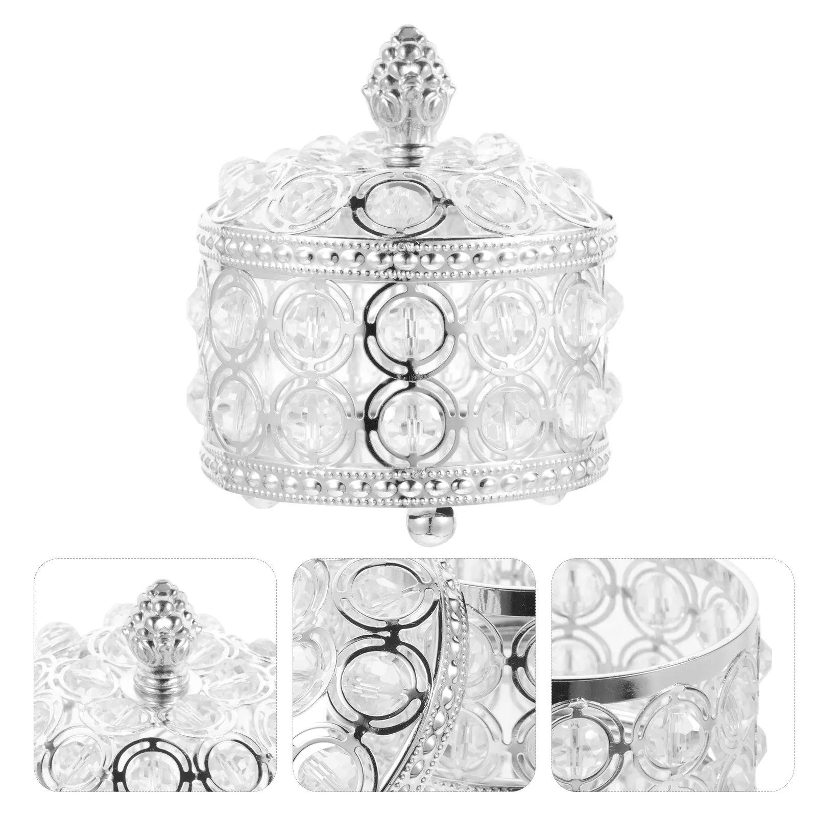

Exquisite Crystal Jewelry Box Hollow Elegant Design Multipurpose Desktop Jewelry Organizer Storage Container for Necklace