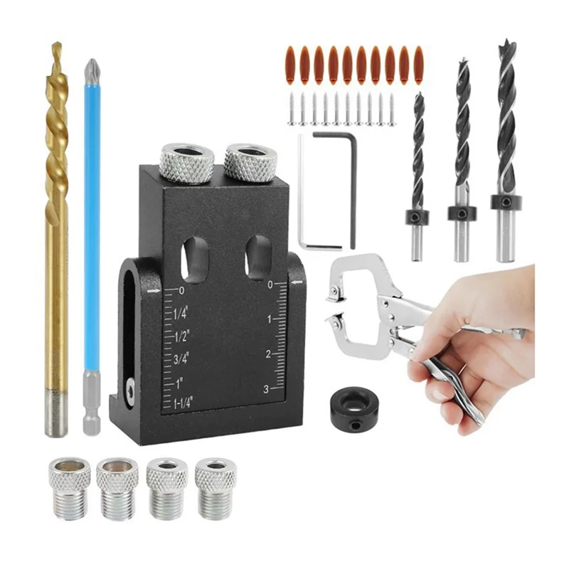 

ABJN-Black 15-Degree Angle Woodworking Punching Locator Wood Connection Installation Tool Woodworking Oblique Fixed Kit