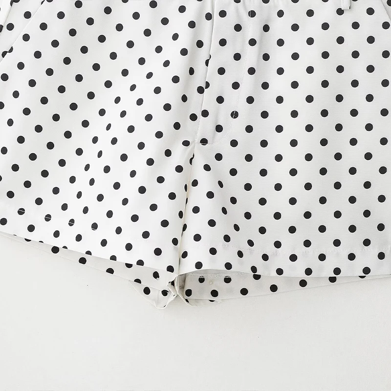 Willshela Women Fashion Dot Printed Front Zipper Mini Shorts Vintage High Waist Female Chic Lady Shorts