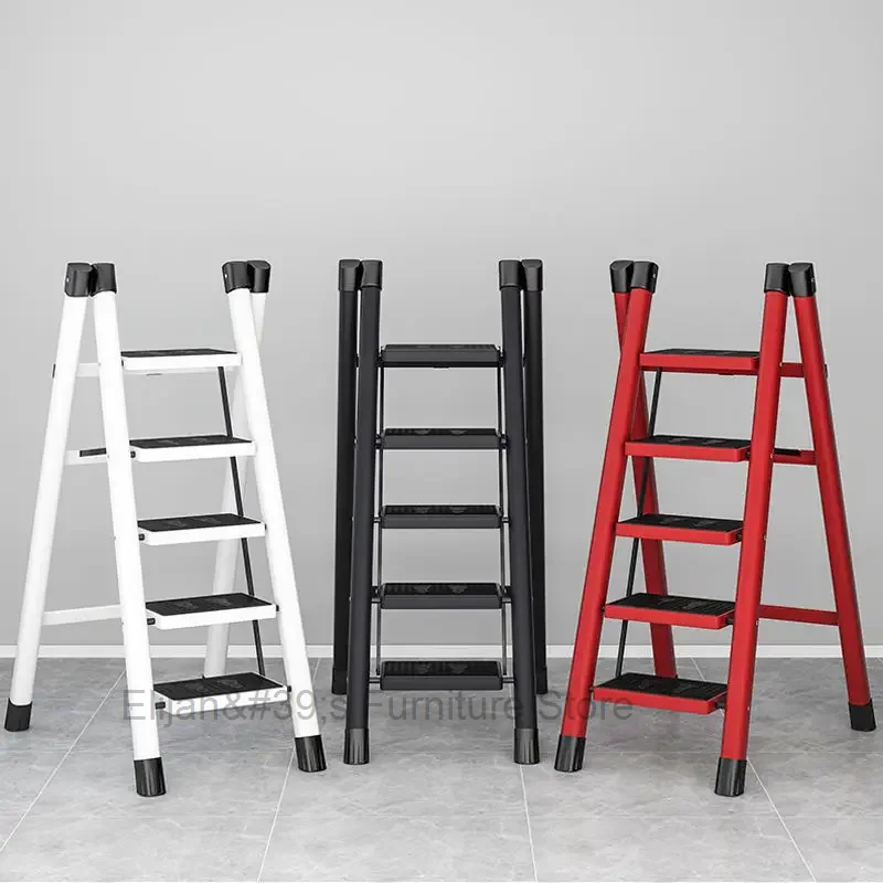 Multifunctional Folding Ladder Carbon Steel High Stools Kitchen Load-bearing Step Ladder Chair Widen 2/3/4/5 Step Ladder