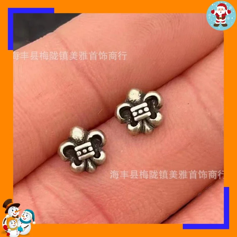New Tide Brand Crowe Anchor Cross Earrings Scout Flower Ear Bone Skull Man Silver Plated Needle
