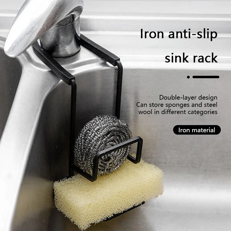 Kitchen Faucet Storage Rack Sink Drain Rack Multifunctional Sponge Holder Organizer Hanging Shelf For Kitchen Sink Accessories