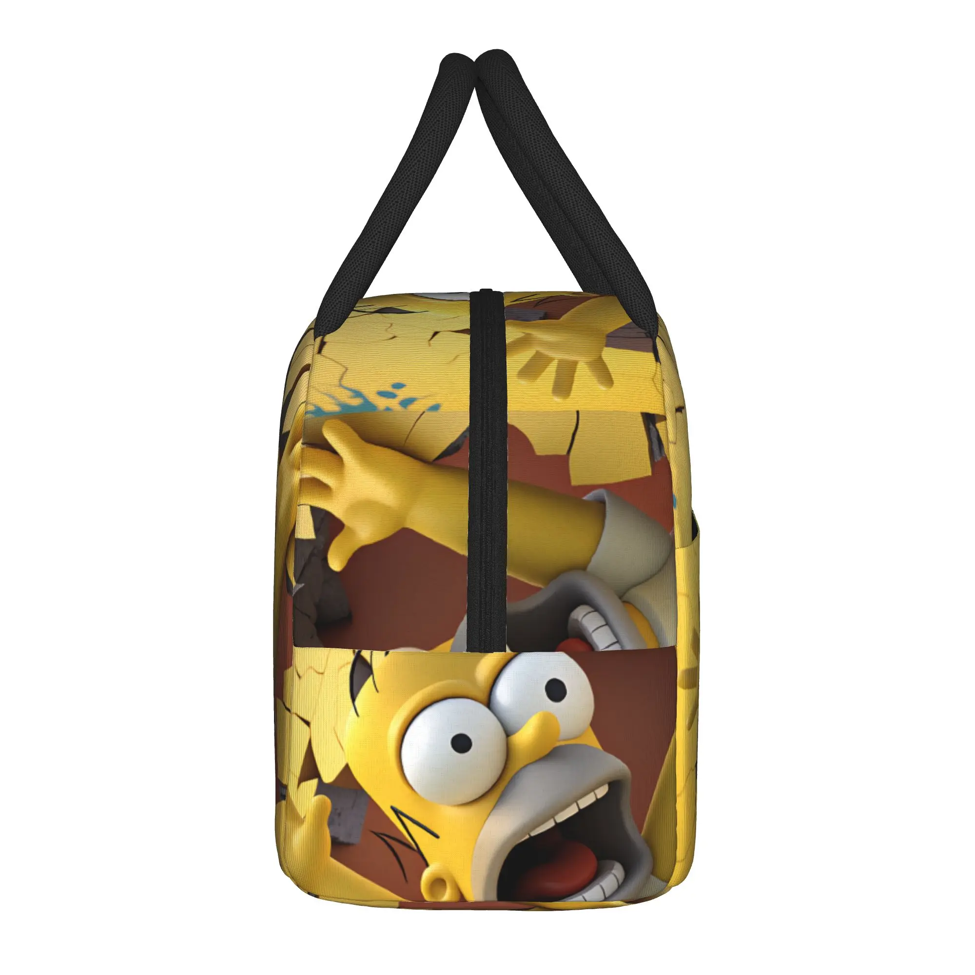 Funny S-Simpsons Homer Breaking Wall Lunch Bag Portable Lunch Box Child Picnic Design Cooler Bag Oxford Thermal Tote Handbags