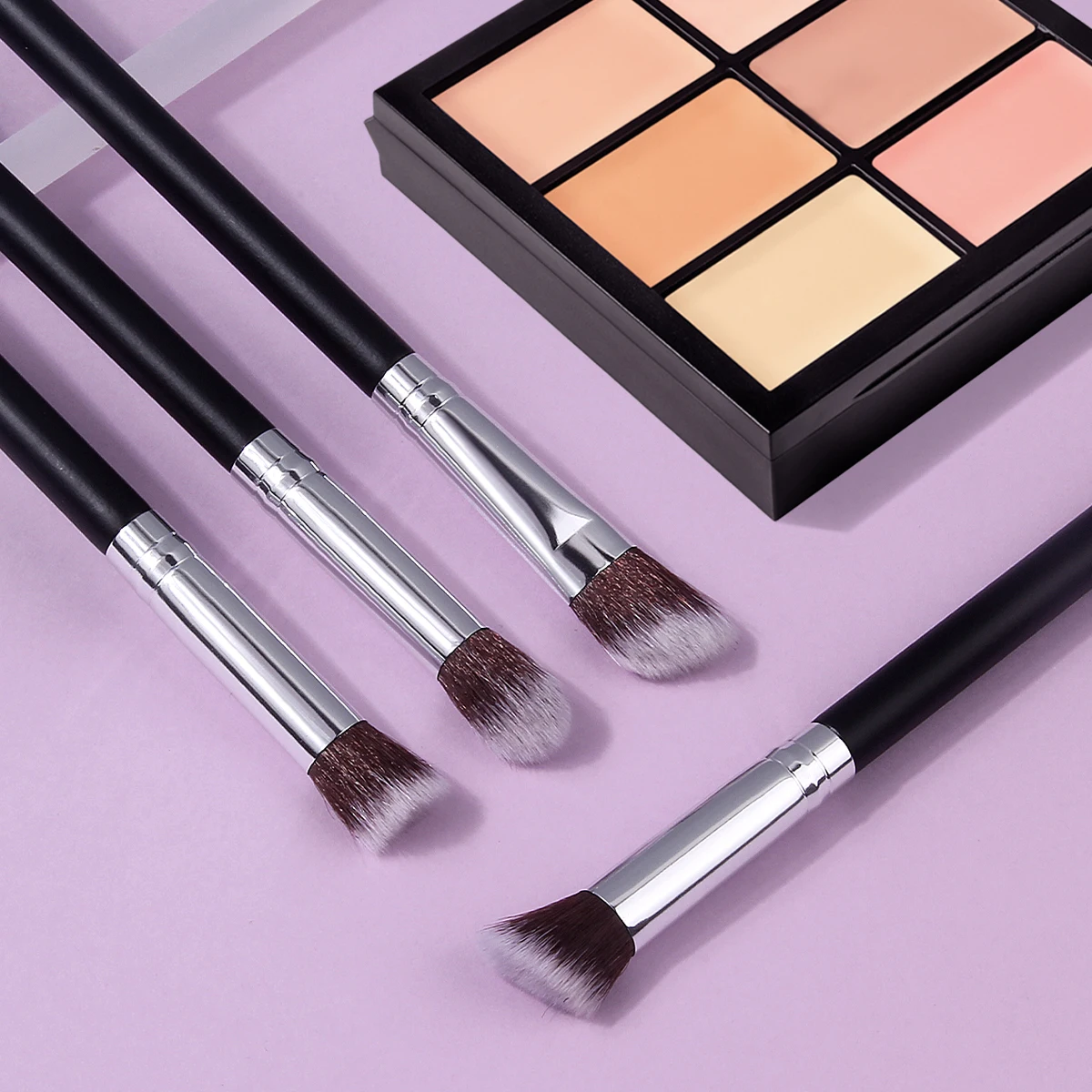 4-teiliges hochwertiges Set mit Lidschatten-, Augenbrauen-, Blending- und Detailpinseln sowie multifunktionalem Augen-Make-up-Pinselset