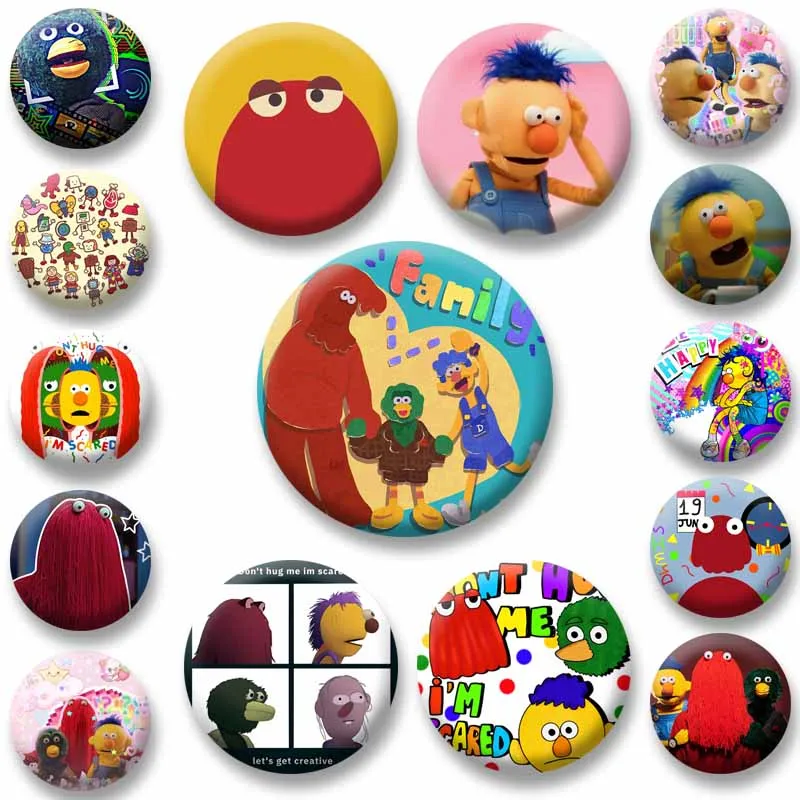 Web Series Don't Hug Me I'm S-Scared Round Brooch Red Yellow Guy Tony Cartoon Badge Clothes Backpack Hat Accessories Lapel Pins
