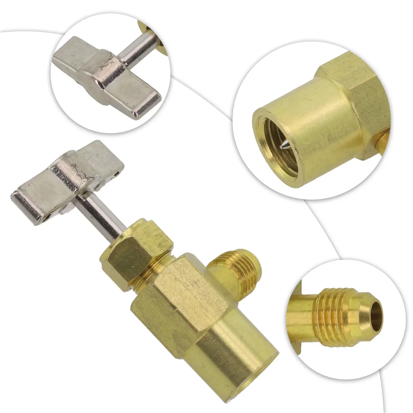 

R134A Air Conditioning Refrigeration Tank Faucet Valve Bottle Opener Adapter Brass Air Conditioning Opening Tool 1/2 ACME Thread