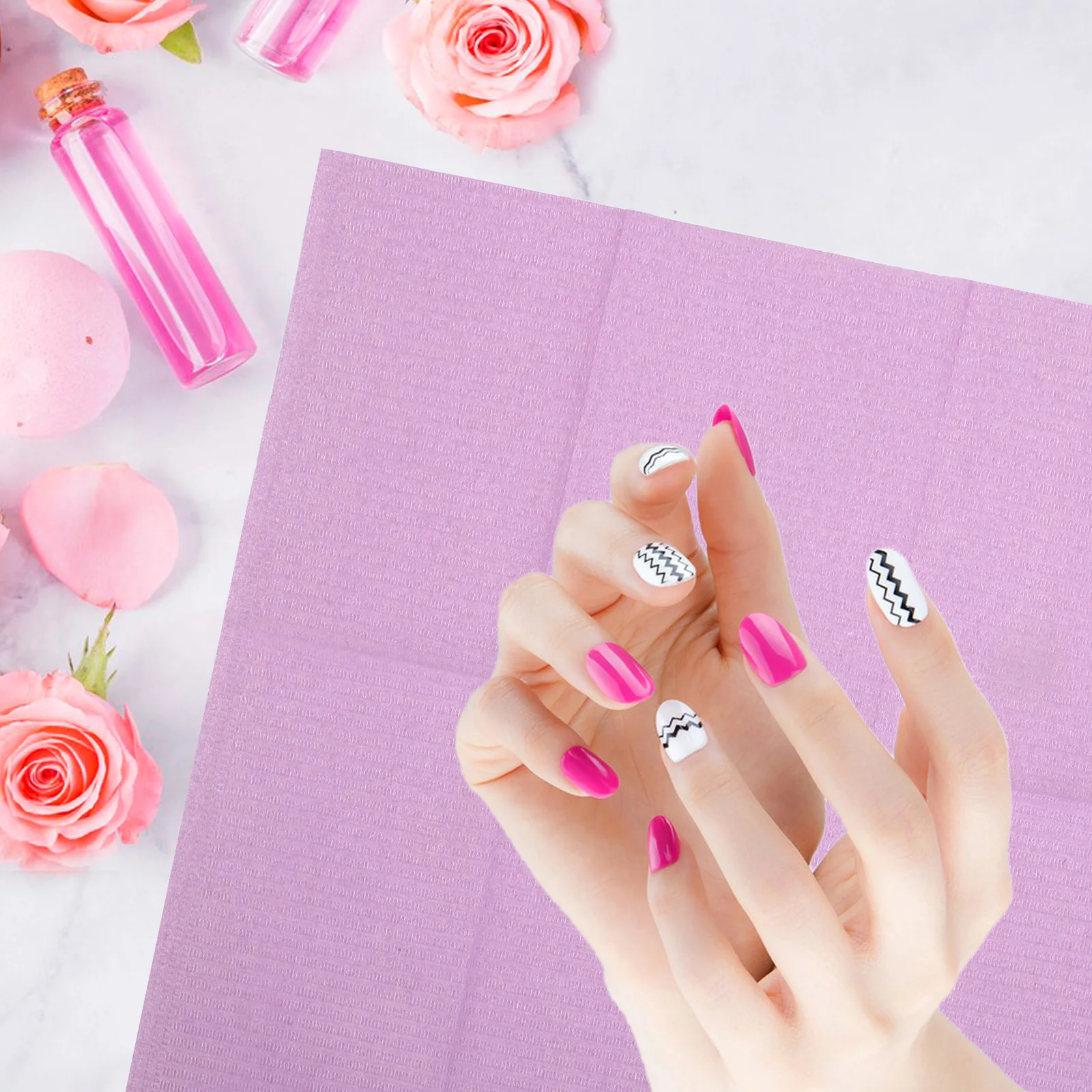 

50Pcs Disposable Nail Art Pads Soft Manicure Paper Mat Table Cover for Nail Polish Grinding Spa Disposable Manicure Kit