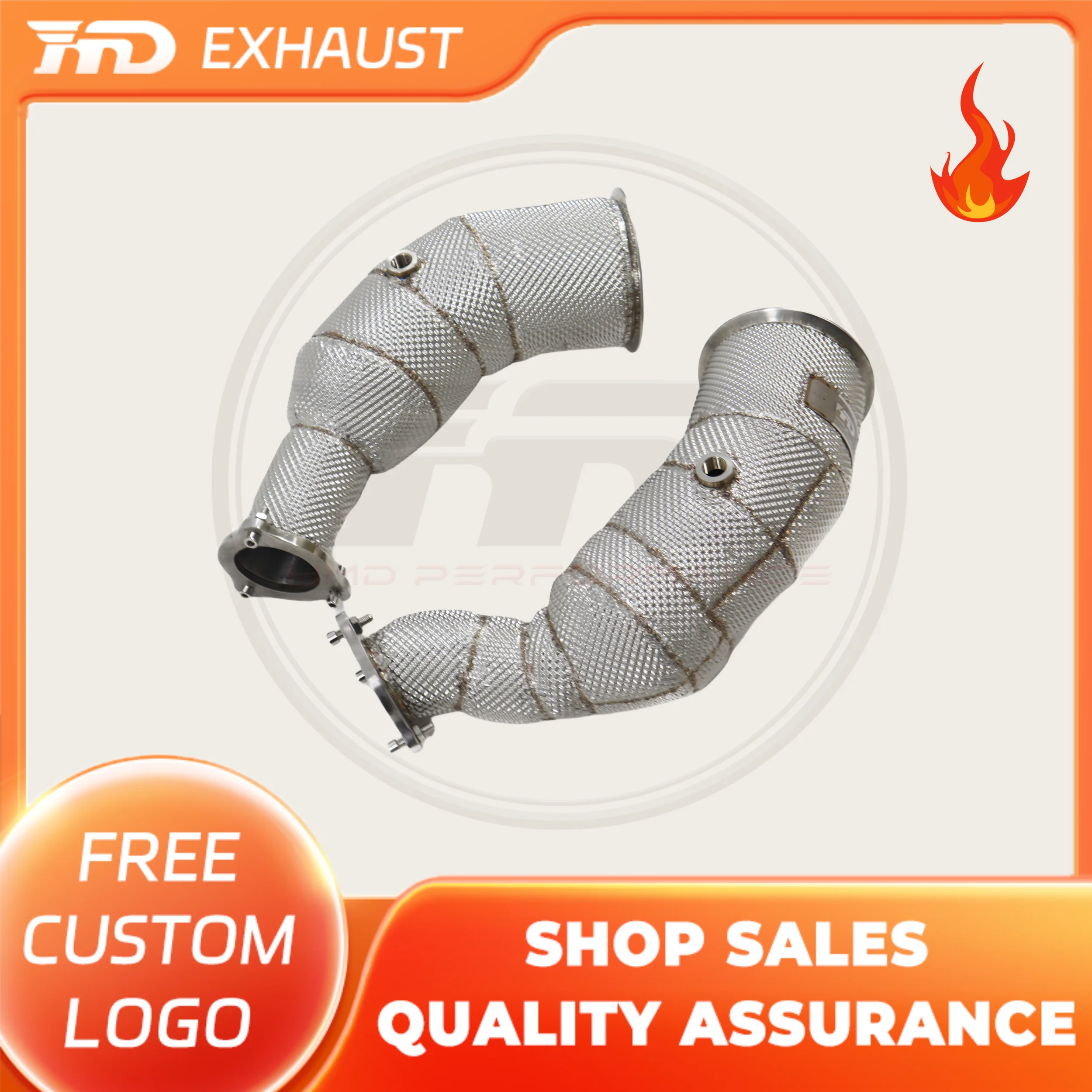 

HMD Hot sale Exhaust-pipe Catted/Catless Downpipe for Audi RS4 RS5 B9 2.9T Exhaust System High Flow Performance With Heat Shield