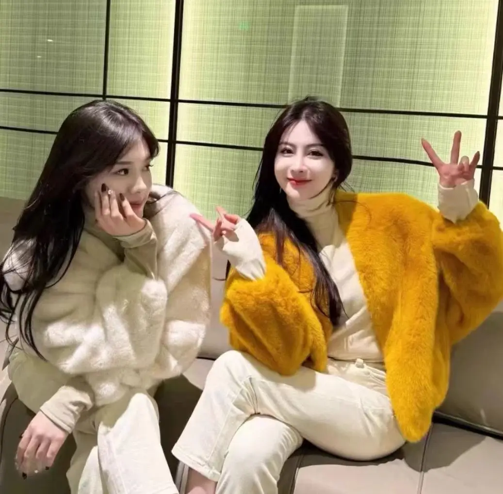 시크 스트리트 퍼리 칼라 인조 모피 코트 여성 2024 겨울 핫 걸스 스노우 화이트 마운틴 패션 플러피 폭스 퍼 재킷