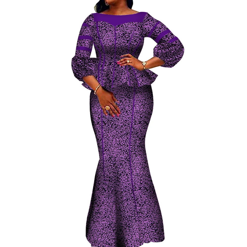 

Африканский женский комплект с юбкой Dashiki, хлопковый укороченный топ и юбка высокого четверти, африканская одежда, женские костюмы с хорошим шитьем WY3710