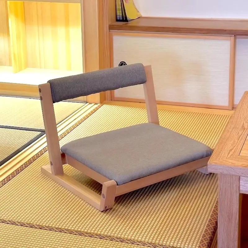 Chaise Tatami japonaise avec dossier en bois massif, siège au sol pour cérémonie du thé, tabouret de méditation sans pieds, style Zen, chaises de salon pour chambre à coucher