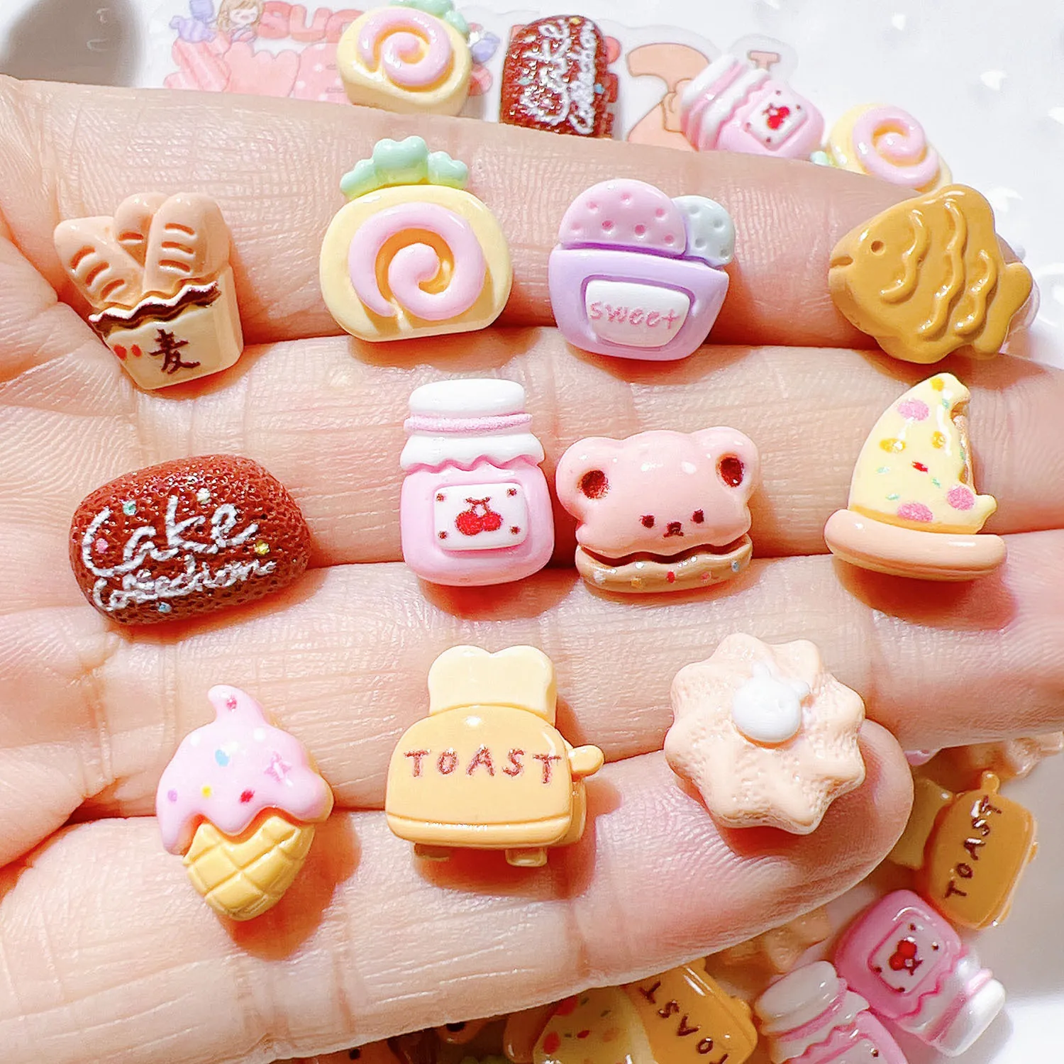 رقعة راتنج صغيرة بسكويت كارتون مسطحة الظهر ، زينة قصاصات كابوشون ، صندوق تخزين ذاتي الصنع ، زخرفة الهاتف ، إكسسوار المجوهرات ، 20 49 ، 30