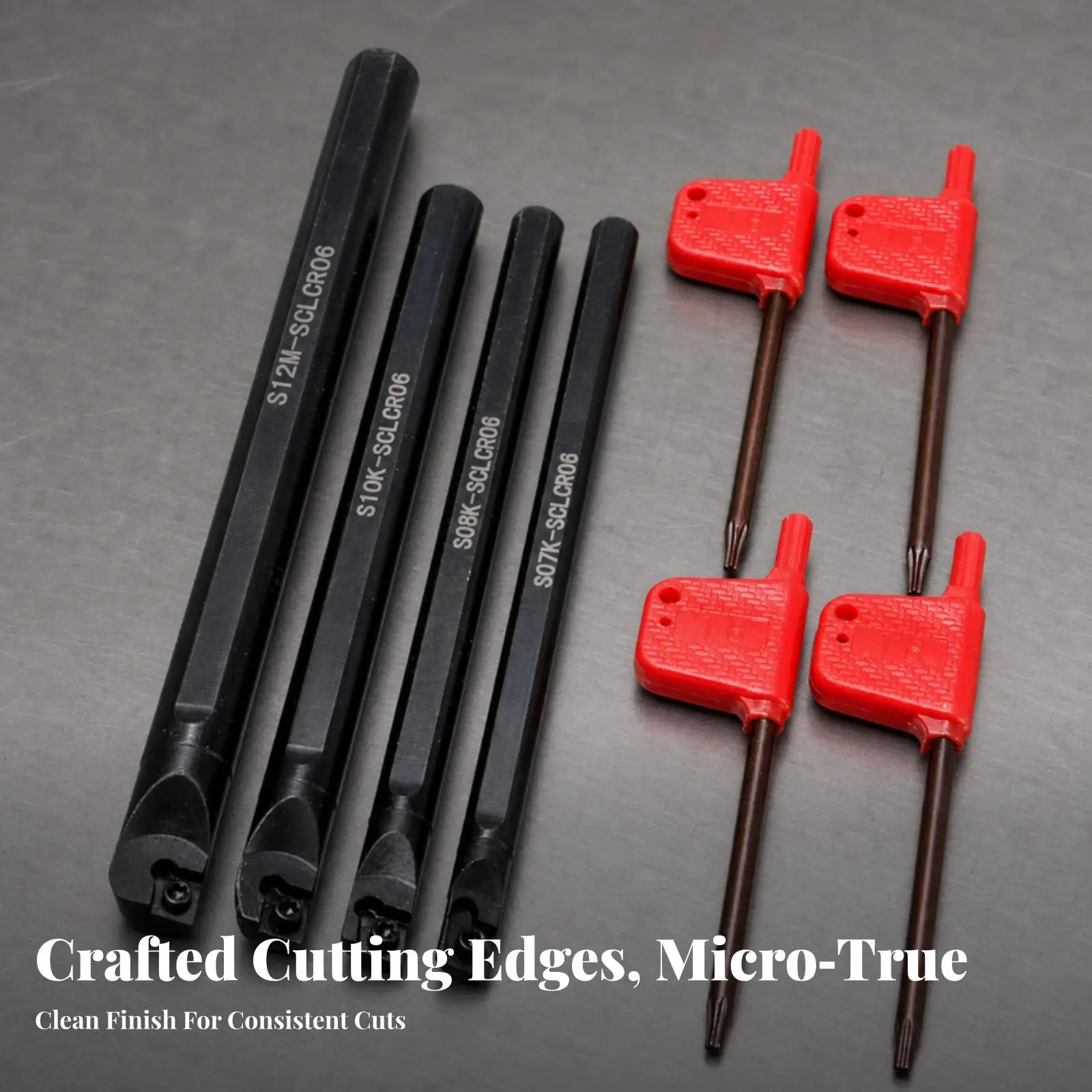 4 Pieces Internal Boring Bar CNC Boring Tool Holder with Carbide Insert Internal Turning Tool with Wrench High Precision