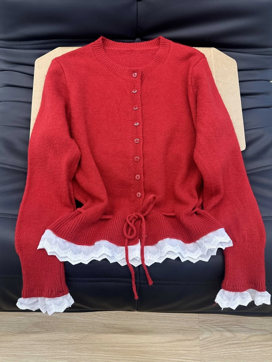 Longo sve renda emenda camisola de malha casaco tamanho grande dstring cintura calor feminino faion commute sle coreano solto ajuste