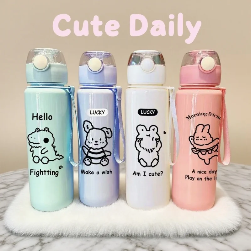 

3D печатная милая мультяшная бутылка для воды, герметичная пластиковая чашка 700 мл, портативная спортивная бутылка для воды большой емкости для путешествий на открытом воздухе