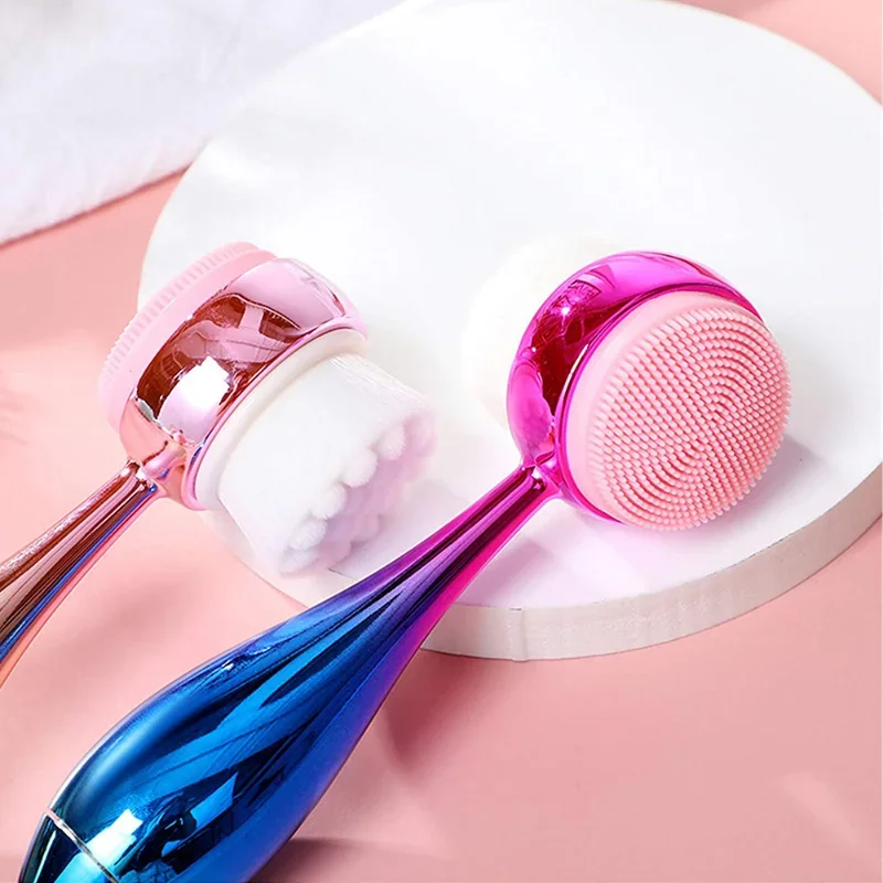 Face Cleanser Brush 2 in 1 For Cleansing Exfoliating 3D Manual Facial Cleansing Brush With Soft Bristles For Blackhead Removal