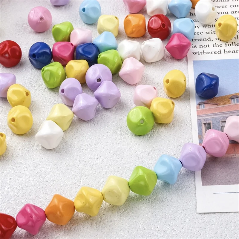 

Оптовая продажа, 200 шт./лот, цветной принт, 10 мм, геометрия, неправильная форма, акриловые бусины с прямыми отверстиями, ювелирные изделия своими руками, аксессуары для волос для одежды