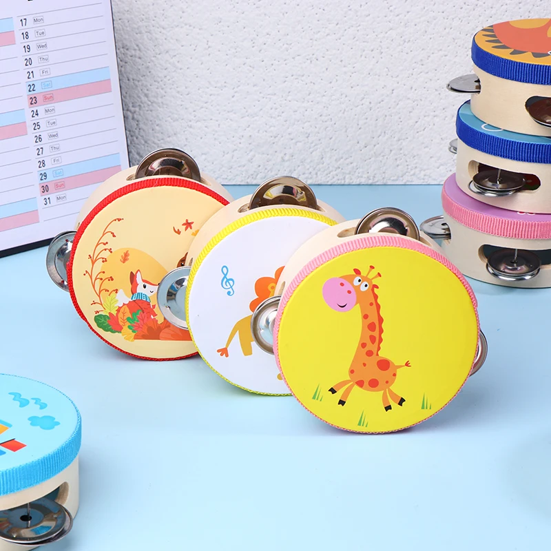 10CM Wooden Tambourine Drum Be - Kids Education Bell ulasan dan harga