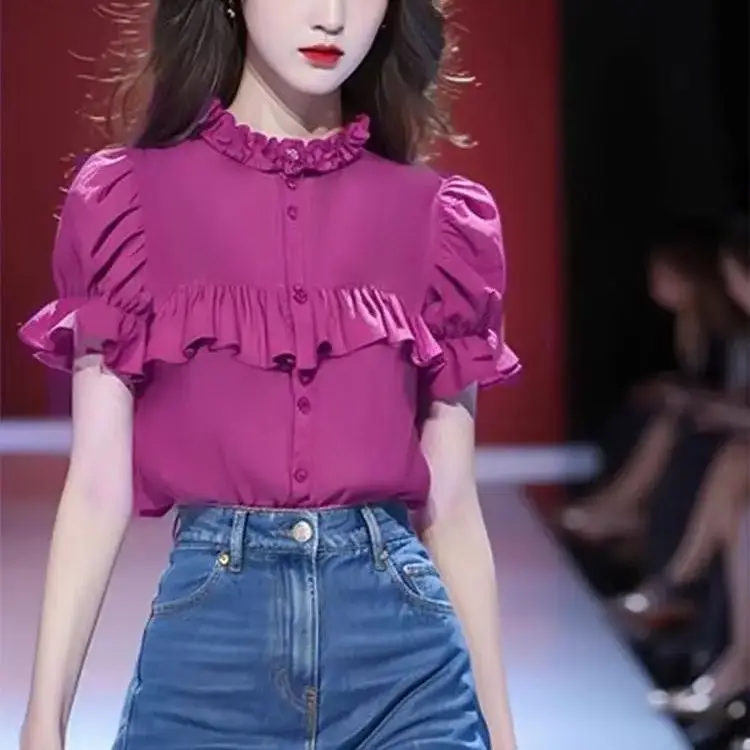 Korea Fashion Pink Shirts Ropa De Mujer Summer New Versatile Popular Unique Chic Short Sleeve E Blusas Loose Tops