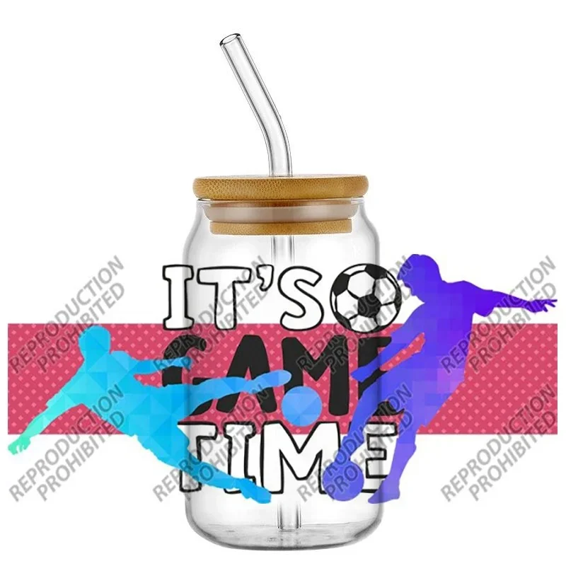 Sport Football Graphic UV DTF Transfer Cup & Bottle Wraps High‑Quality DIY Craft Decals Football Fan Decor Stickers for 16oz