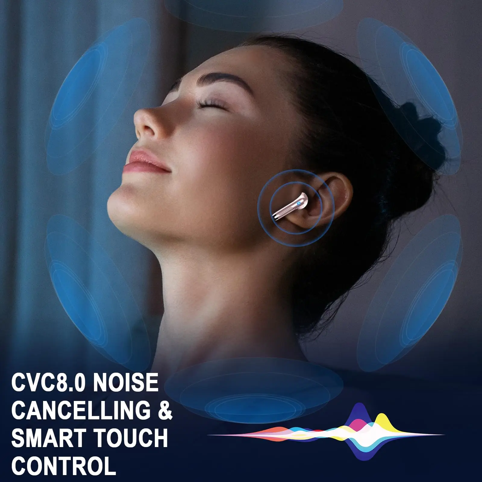 سماعات أذن لاسلكية J53، سماعات أذن بلوتوث 5.3 عرض طاقة LED، ميكروفون لإلغاء الضوضاء داخل الأذن، تشغيل 40 ساعة. #4