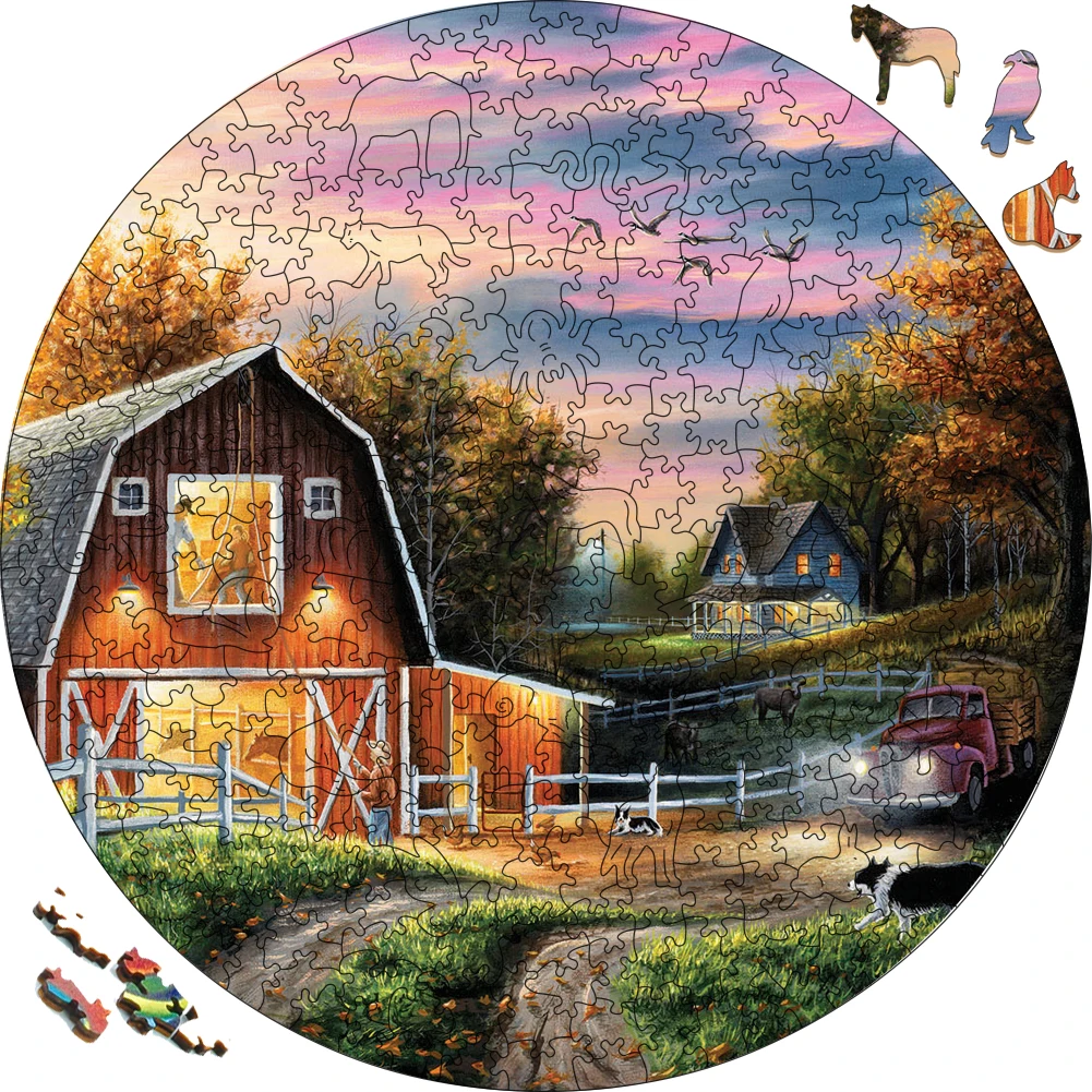 Gemütliche Farm Holz Puzzle Party Spiele Spielzeug für Erwachsene Holz Home Dekoration Brettspiel Holz Puzzle Farm Klasse Spielzeug für Kinder