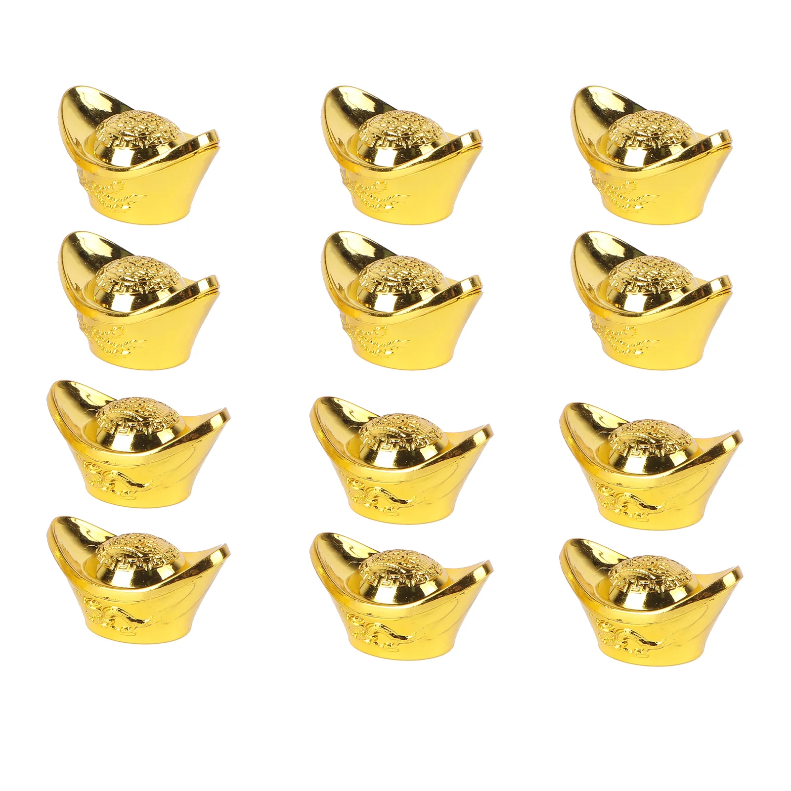 12 PCS Toy Simulation Gold Ingot Child Gift Good Luck Plastic Playthings Wealth