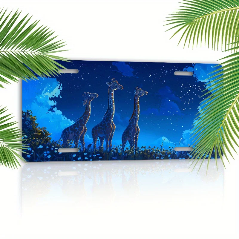 Aluminum Giraffe License Plate Frame, UV Link Print, Non-fading Over Time, Scratch Resistant Gift for Car Enthusiasts