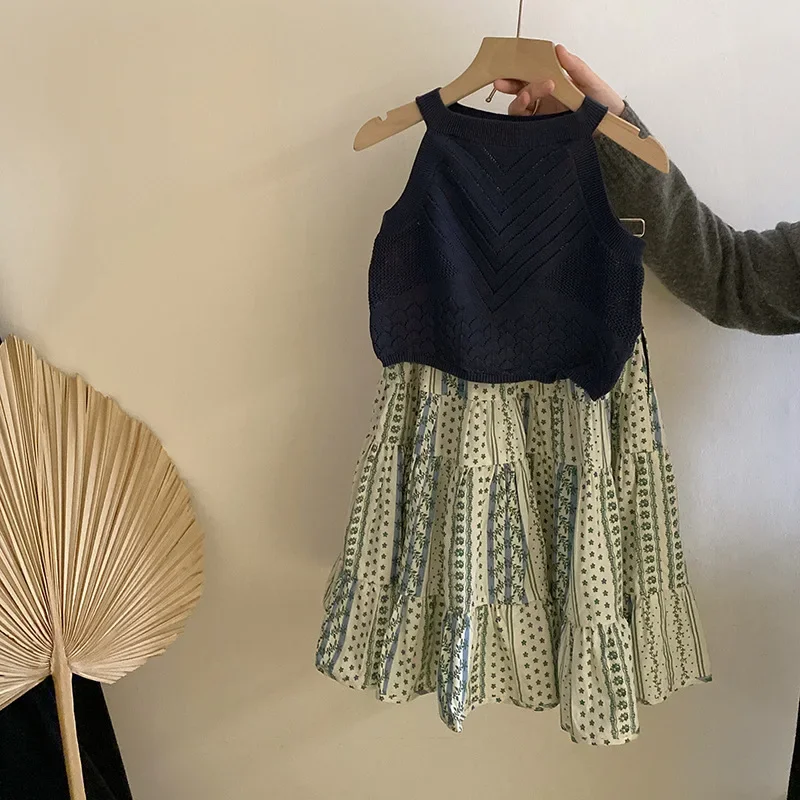 

Vest and Skirt Two Piece Set 2025 Spring and Summer New Korean Fashion Casual Knitted Vest Broken Flower Skirt Set Trendy