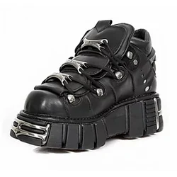 Modne punkowe męskie buty motocyklowe do kostek damskie na platformie z metalowymi sneakersami gotyckie buty codzienne z grubym dnem